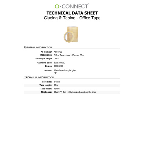 Nastro adesivo trasparente in PP Q-Connect - conf. 10 pezzi - 15 mm x 66 m - KF01788